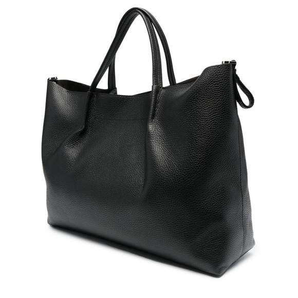 Fabiana Fillipi Black Leather Shopper with Shoulder Strap Metallic Detail Used - Picture 10 of 10